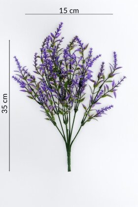 Yapay Bitki 7 Dallı Lavandin Bitki Demeti 35 cm Mor - 4