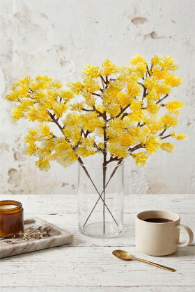 Yapay Bitki Astilbe Dalı 35 cm Sarı - Yapay Çiçek Deposu