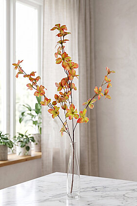 Yapay Bitki Dekoratif Kızılcık Dalı 85 cm Kızıl-Yeşil - 2