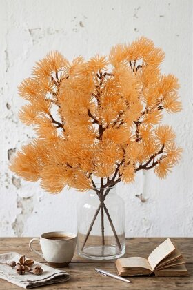 Yapay Bitki İğne Yapraklı Çam Dalı 35 cm Turuncu - Yapay Çiçek Deposu