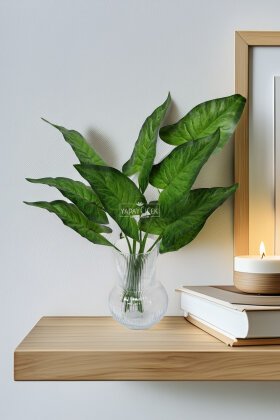 Yapay Bitki 9 Yapraklı Sira 40 cm Yeşil - Yapay Çiçek Deposu