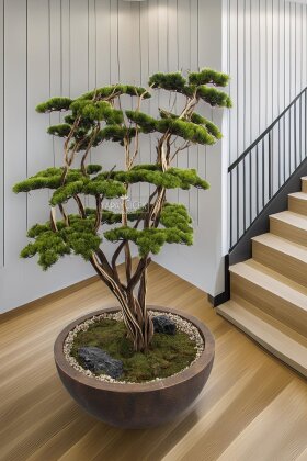 Yapay Ağaç Çanak Saksıda Bonsai Ağacı 150 cm Yeşil - Koçaklar Çiçekçilik