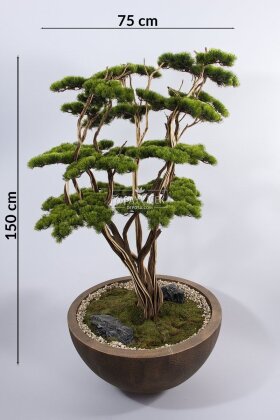 Yapay Ağaç Çanak Saksıda Bonsai Ağacı 150 cm Yeşil - 4