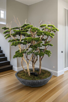 Yapay Ağaç Dev Çanak Saksıda Bonsai Ağacı 195 cm Yeşil - Koçaklar Çiçekçilik