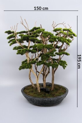 Yapay Ağaç Dev Çanak Saksıda Bonsai Ağacı 195 cm Yeşil - 4