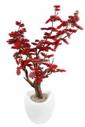 Yapay Ağaç Dinazor Yumurtası Saksıda Bonsai Ağacı 220 cm Kırmızı - 2