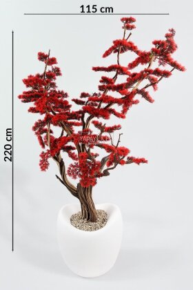 Yapay Ağaç Dinazor Yumurtası Saksıda Bonsai Ağacı 220 cm Kırmızı - 4