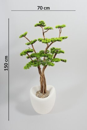 Yapay Ağaç Dinazor Yumurtası Saksıda Bonsai Ağacı 150 cm Yeşil - 4