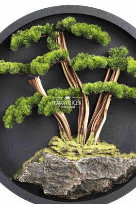 Yapay Premium Hikari Bonsai Ağacı Tablo 90x90 cm Yeşil - 2