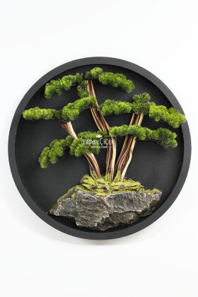 Yapay Premium Hikari Bonsai Ağacı Tablo 90x90 cm Yeşil - 3