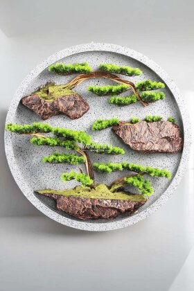 Yapay Premium Inori Bonsai Ağacı Tablo 90x90 cm Yeşil - 2