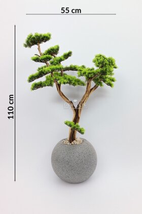 Yapay Ağaç Küre Saksıda Bonsai Ağacı 110 cm Yeşil - 4