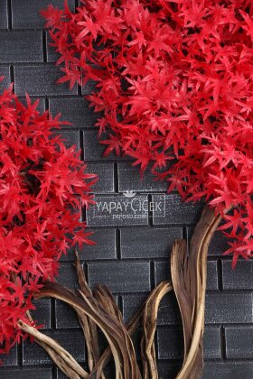 Yapay Premium Reika Bonsai Ağacı Tablo 90x90 cm Kırmızı - 3