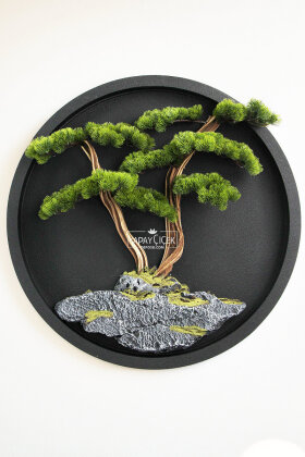 Yapay Premium Shizuka Bonsai Ağacı Tablo 90x90 cm Yeşil - 2