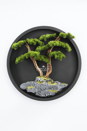 Yapay Premium Shizuka Bonsai Ağacı Tablo 90x90 cm Yeşil - 3