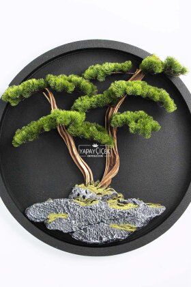 Yapay Premium Shizuka Bonsai Ağacı Tablo 90x90 cm Yeşil - 4