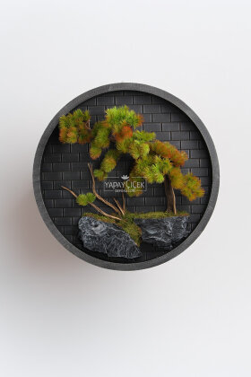 Yapay Premium Silora Bonsai Ağacı Tablo 90x90 cm Yeşil - 2