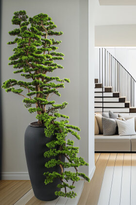 Yapay Ağaç Siyah Saksıda Bonsai Ağacı 235 cm Yeşil - Koçaklar Çiçekçilik