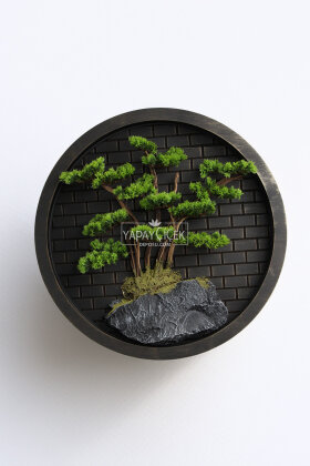 Yapay Premium Aira Bonsai Ağacı Tablo 70x70 cm Yeşil - 2