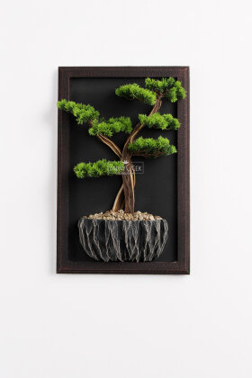 Yapay Premium Azelia Bonsai Ağacı Tablo 38x60 cm Yeşil - 2