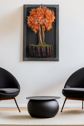 Yapay Premium Elarin Bonsai Ağacı Tablo 38x60 cm Turuncu - Yapay Çiçek Deposu