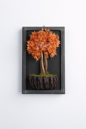 Yapay Premium Elarin Bonsai Ağacı Tablo 38x60 cm Turuncu - 2