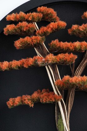 Yapay Premium Kaze Bonsai Ağacı Tablo 80x80 cm Turuncu - 4