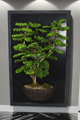 Yapay Premium Sylin Bonsai Ağacı Tablo 106x170 cm Yeşil - Yapay Çiçek Deposu