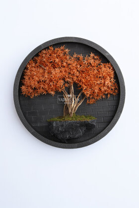 Yapay Premium Naira Bonsai Ağacı Tablo 80x80 cm Turuncu - 2