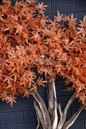 Yapay Premium Naira Bonsai Ağacı Tablo 80x80 cm Turuncu - 3