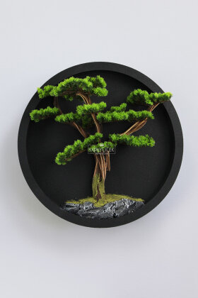 Yapay Premium Nozomi Bonsai Ağacı Tablo 70x70 cm Yeşil - 3