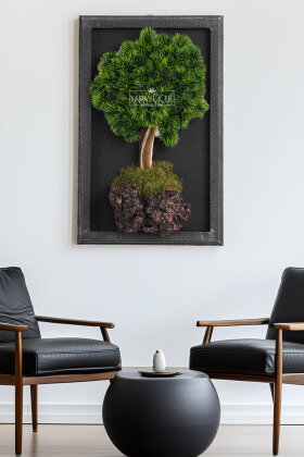 Yapay Premium Serenai Bonsai Ağacı Tablo 38x60 cm Yeşil - Yapay Çiçek Deposu