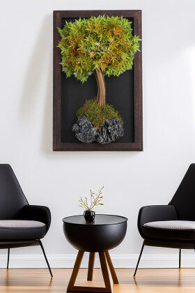 Yapay Premium Sivora Bonsai Ağacı Tablo 38x60 cm Yeşil - Yapay Çiçek Deposu