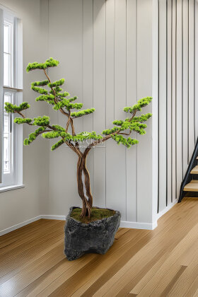 Yapay Ağaç Taş Görünümlü Saksıda Ağacı 150 cm Yeşil - Koçaklar Çiçekçilik