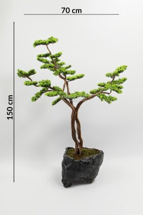 Yapay Ağaç Taş Görünümlü Saksıda Ağacı 150 cm Yeşil - 4