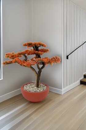 Yapay Ağaç Turuncu Saksıda Bonsai Ağacı 70 cm Turuncu - Koçaklar Çiçekçilik