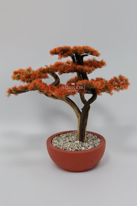 Yapay Ağaç Turuncu Saksıda Bonsai Ağacı 70 cm Turuncu - 2
