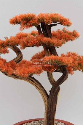 Yapay Ağaç Turuncu Saksıda Bonsai Ağacı 70 cm Turuncu - 3