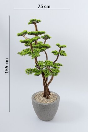 Yapay Ağaç Konik Saksıda Bonsai Ağacı 150 cm Yeşil - 4