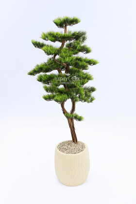 Yapay Ağaç Krem Saksıda Bonsai Ağacı 140 cm Yeşil - 2