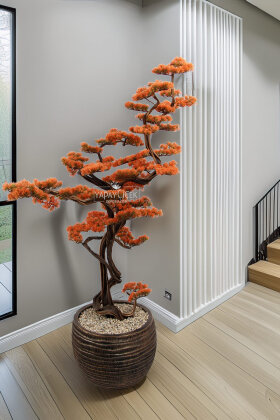 Yapay Ağaç Yatay Şerit Saksıda Bonsai Ağacı 175 cm Turuncu - Koçaklar Çiçekçilik