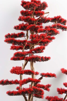 Yapay Ağaç Siyah Saksıda Bonsai Ağacı 215 cm Kırmızı - 3