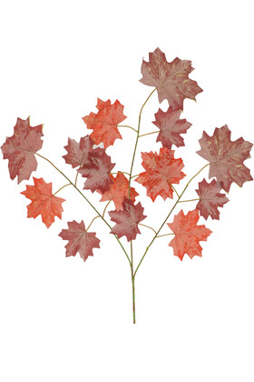 Yapay Pastel Çınar Ağacı Dalı 15 Yapraklı 65 cm Bordo-Kırmızı - 1
