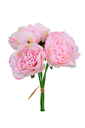 Yapay Çiçek 5li Açmış Lüx Şakayık Gül Buketi Pembe - 3