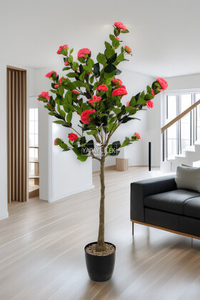 Yapay Premium Gül Ağacı 170 cm Pembe - Yapay Çiçek Deposu