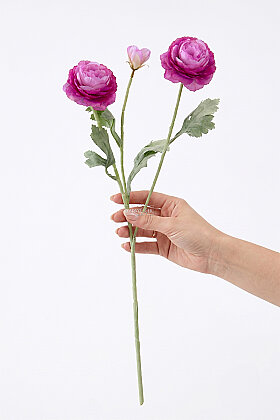 Yapay Çiçek 3lü Şakayık Ranunculus Dalı 50 cm Lila - Yapay Çiçek Deposu