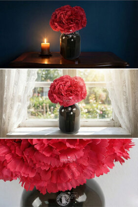 Yapay Çiçek 8li Karanfil Demeti 27 cm Fuşya - 2