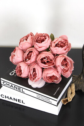 Yapay Çiçek 10 Dal Lüx İncili Gül Rosa Lucieae 40 cm Gülkurusu - 1