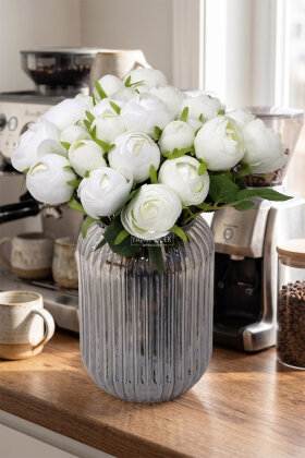 Yapay Çiçek 10'lu Melek Şakayık Gül Buketi 30 cm Beyaz - Yapay Çiçek Deposu