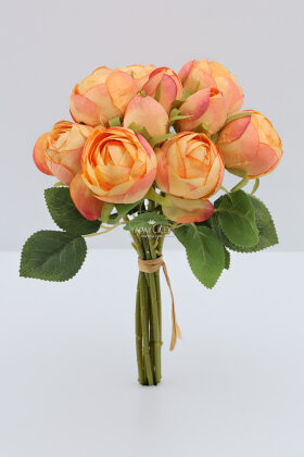 Yapay Çiçek 10'lu Melek Şakayık Gül Buketi 30 cm Turuncu - 3
